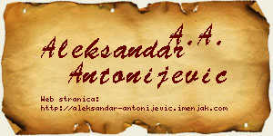 Aleksandar Antonijević vizit kartica